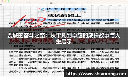 贾诚的奋斗之路：从平凡到卓越的成长故事与人生启示